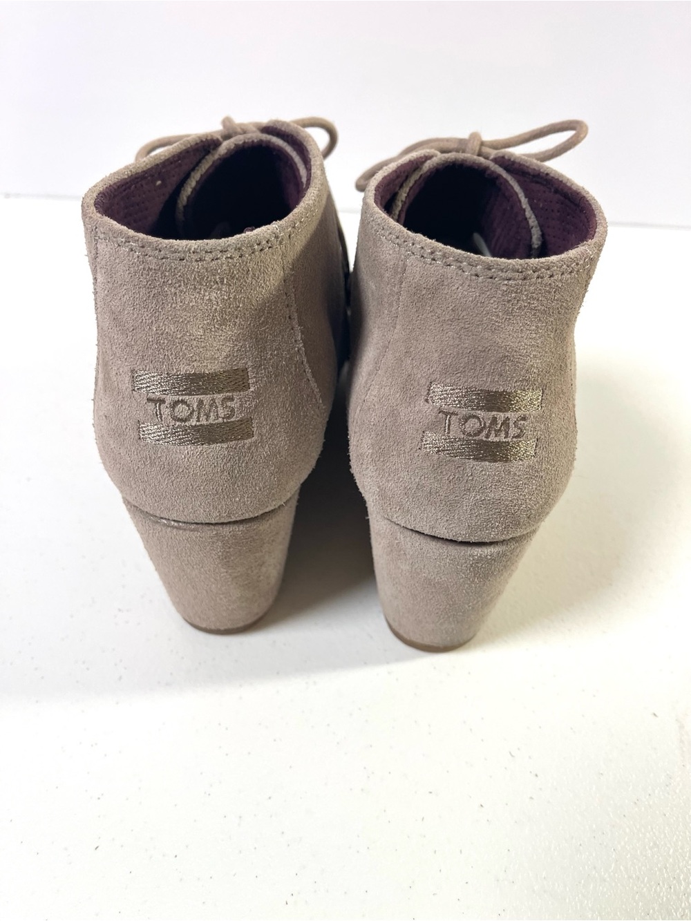 Toms Taupe Suede Lace-Up Ankle Wedges - Picture 3 of 4